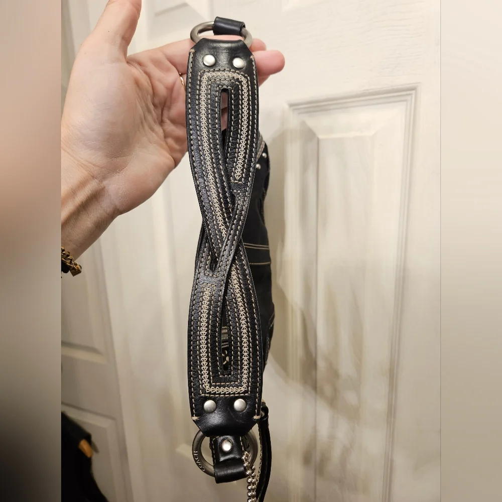 Coach limited edition black soho jacquard studded grommet hobo handbag purse - Picture 15 of 15